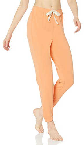 Amazon Essentials Women's Drawstring Pajama Jogger Lounge Pants, Lightweight Terry, Plus Size, Coral Orange, Medium