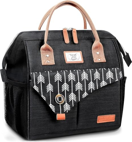 Lekesky Insulated Lunch Bag for Women for Work Lunch Tote Bag, 10L, Black