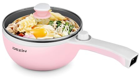 Dezin Hot Pot Electric Upgraded, Non-Stick Sauté Pan, Rapid Noodles Electric Pot, 1.5L Mini Portable Hot Pot for Steak, Egg, Fried Rice, Ramen, Oatmeal, Soup with Power Adjustment