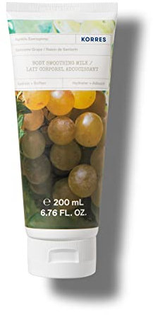 KORRES SANTORINI GRAPE Suavizante Leche corporal con aloe vera, con una deliciosa fragancia afrutada de uva, vegana, dermatológicamente testada, sin siliconas ni parabenos, 200 ml