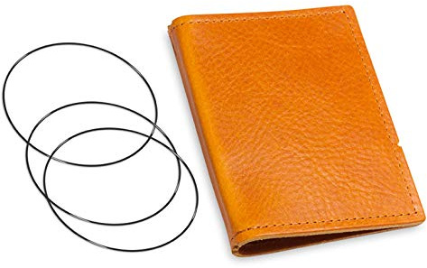 A7, revolutionäres, nachhaltiges X17-Konzept für Notizbuch, Personal Organizer und Terminplaner/Hülle für 2 Hefte! Belgisches Leder hell- braun, cognac, Made in Germany,17 Jahre Garantie*