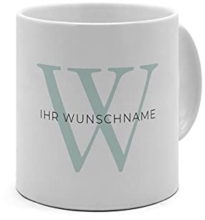 printplanet - Personalisierte XXL-Kaffee-Tasse mit Namen - Design: Buchstaben Initialen modern - Namenstasse, Jumbo-Kaffeebecher