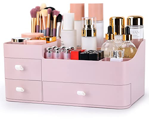 ONXE Makeup Organizer with Drawers,Large Capacity Countertop Organizer for Vanity,Bathroom and Bedroom Desk Cosmetics Organizer for Skin Care,Brushes, Eyeshadow, Lotions, Lipstick, Nail Polish