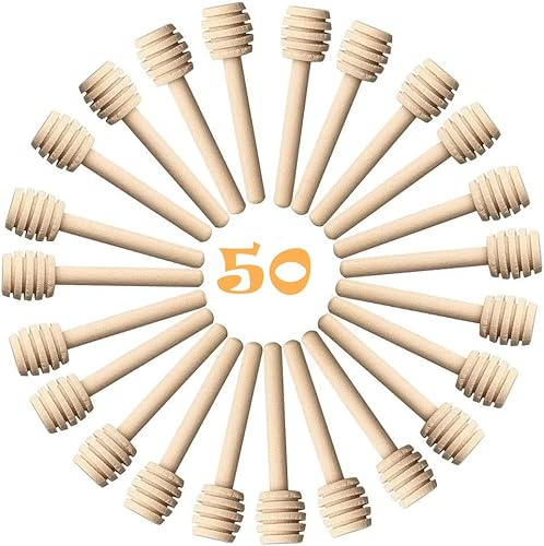 Tyenaza Cuillère à Miel Mini bâton d'agitation en bois de ménage de louche de miel pour le pot de miel distribuer des faveurs de noce de miel(15CM)