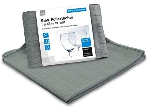 POLYCLEAN 2X Glas-Poliertuch aus Microfaser für Glas & Fenster (50x40 cm)