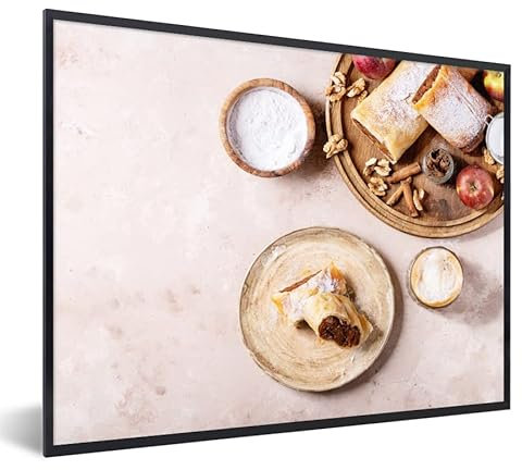 MuchoWow Poster encadré Pâtisserie - Épices - Fruits - Apfelstrudel Tableau deco avec cadre 40x30 cm affiche decoration murale