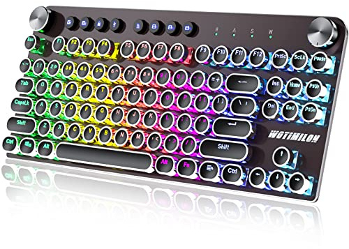 Teclado inalámbrico para máquina de escribir mecánico para juegos TKL, trimodo, interruptor de clic
