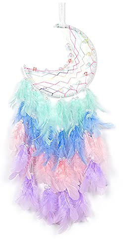 FuninCrea Atrapasueños con Pluma, Atrapasueños Hecho a Mano Estilo Indio, Atrapador de Sueños Dream Catcher para Decoración, Dreamcatcher Atrapa Sueños para Sala de Estar, Dormitorio (verde)