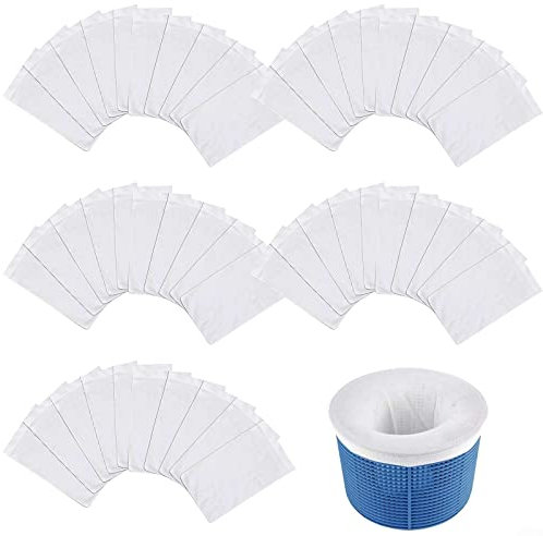 SPORTARC 50 Pcs Pool Skimmer Socks, Swimming Pool Savers Socks Net for Pool Filters, Pool Skimmer Cleaner Basket Socks for Inground or Above Ground