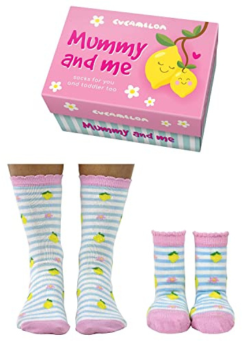 Cucamelon Mama Lemon Socks for Mother and Child (2 Pairs) - Stocking, Fun | Silly Novelty Socks, Bright and Colourful Novelty Socks, Birthday Gift for Kids, Fun Novelty Gift Idea