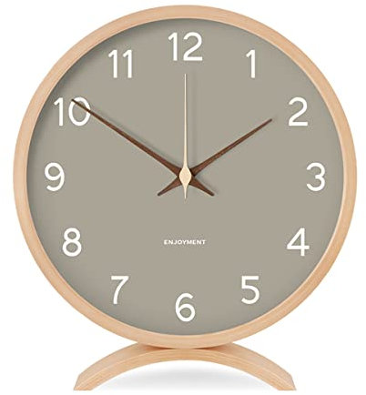 Maxspace Tischuhr Analog, 21cm Holz Batteriebetrieben, Ohne Ticken für Schlafzimmer Büro Wohnzimmer Deko Modern