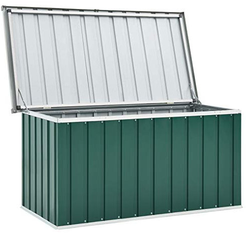 Yolola Gartenbox Metall Aufbewahrungsbox Wasserdicht Grün Gartentruhe Kissenbox Gartenbox Aufbewahrung Wasserdicht Gartenkiste Metall Aufbewahrungskiste 129 x 67 x 65 cm