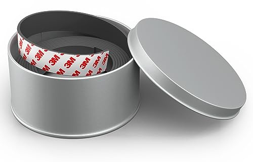 TMS Neodymium Magnetic Tape (Extra Strong) with Premium Self-Adhesive Backing | 25mm Wide, 1.0mm Thick, 1 metre Long | Super Strength Magnet Tape for DIY, Tools and Knives | Includes Storage Tin