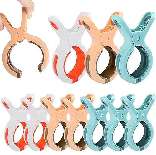 Unvtap Große Klammern 10 Stücke Größe Strandtuch Clips Winddicht Strandtuch Clips Badetuch Klammern Wäscheklammern Handtuchklemmen Starke Towel Clips für Badetuch Teppich Dicke Kleidung