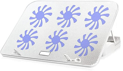 Base Refrigeradora Portátil Six Fan Gaming Laptop Cooler Notebook Laptop Cooling Pad 2 Puerto USB Notebook Stand para Laptop Ventilador para Portátil (Color : White, Size : 36 * 25.5 * 2.7cm)