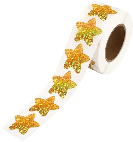 SANNIX 500Pcs Holographic Gold Star Stickers, 1 inch Foil for Kids Reward, Student Planner, Behavior Chart, Classroom Teacher Supplies