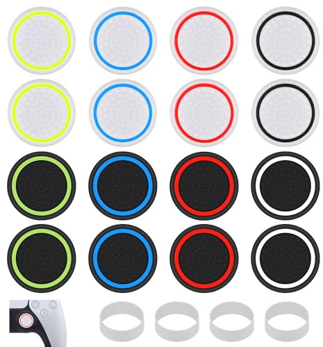 PEUTIER 20stk Controller-Daumengriffe für PS5/4, rutschfest Thumbstick-Griffabdeckung mit Präzisionsringen Silikon-Joystick-Griffkappen Controller-Unterstützung für PS4