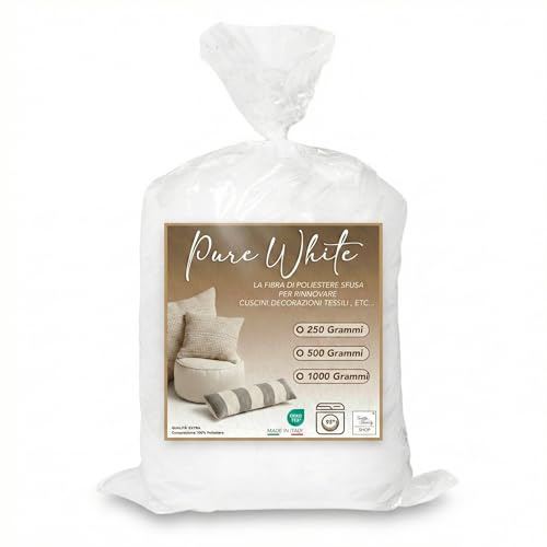 Tex family Ovatta Fioccata Imbottitura Cuscini - Anallergica Antiacaro - Lavabile 95° - Made in Italy | Poliestere 500 Grammi