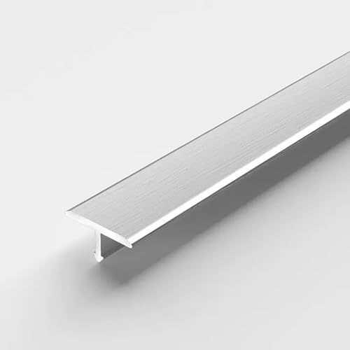 T-Profil Boden Übergangsprofil Breite 6 8 10mm, Alu Übergangsschiene Laminat Ubergang für Boden Zu Teppich, Abdeckleisten für Fußböden (Color : Silver-A, Size : W 6mm(0.24in))