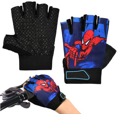 XIAGAW Fahrrad Handschuhe Kinder, Kletterhandschuhe Kinder, Cartoon Fahrradhandschuhe Kinder, Fahrradhandschuhe Kinder Fingerlos, Handschuhe Kinder zum Radfahren, Klettern, Skateboarden (B)