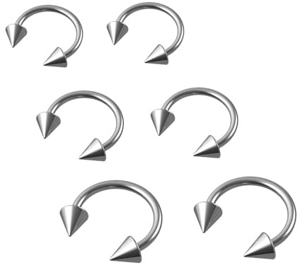 Decentraland 2PCS 6mm 2PCS 8mm 2PCS 10mm Silber 1.2mm (16G) C-Typ Lippenring Ohrring Knorpel Dangle Nasenringe Nase Manschetten Nostrial Piercing Titan Stahl Chirurgenstahl Edelstahl 6mm