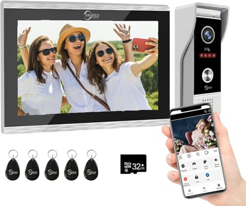 Wired Video Doorbell Intercom System, 10-Inch Colour Touch Screen, WiFi 1080P Doorbell Camera,Video Intercom, Dual-Way Intercom,Remote Door/Gate Unlock,Human Detection,Night Vision,RFID Unlock