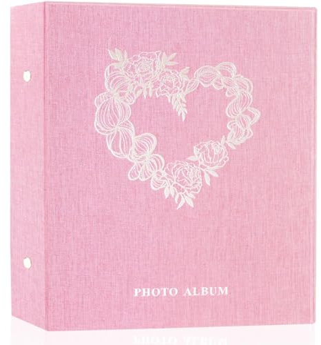 Miaikoe Album photo de 15 x 10 cm, en lin à 1 000 pochettes, peut contenir 1 000 photos horizontales et verticales de 10 x 15 cm, pour famille, anniversaire de mariage (rose)