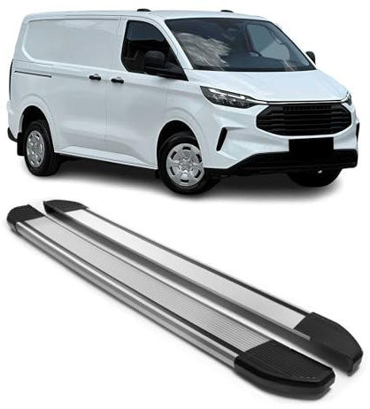 OMAC Trittbretter für Ford Tourneo Custom 2023-2026 L1 Aluminium 2 TLG Grau | Seitenschweller, fahrzeugspezifische Passform