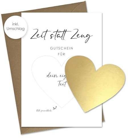 Rubbelkarte zum selber ausfüllen - Zeit statt Zeug als Gutschein oder Geschenk - Rubbellos - Wellness - Geburtstag - Gutscheinkarte - Postkarte