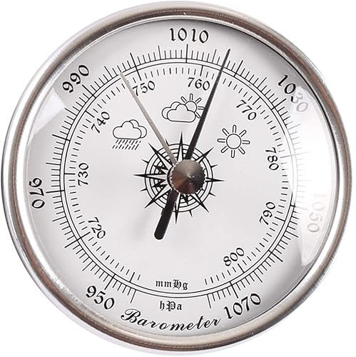 Traditionelles Barometer, Wetterstation, 1070 hPa Luftwetterstation, 72-mm-Heimluftdruckwerkzeuge, for Hotels, Lagerhäuser, Labors, Museen, Büros, Fabriken, Wetterüberwachungsinst(Silver)