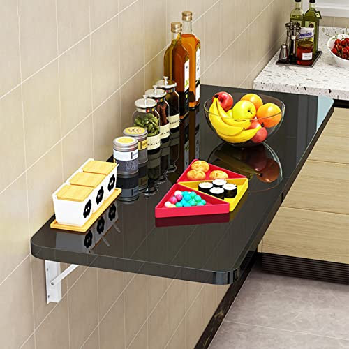 Robuster Klapptisch für Küche, Waschküche und Restaurant, 90 x 50 cm, faltbarer Wandtisch, für kleine Räume, Schwarz
