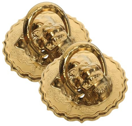 Angoily 2St Löwenkopf-Zugring kleiner Türklopfer Heimdekoration Deko-Figur Vintage Türklopfer Haustür Türklopfer mit Löwenkopf Retro-Türklopfer Schubladengriff vergoldeter Edelstahl Golden