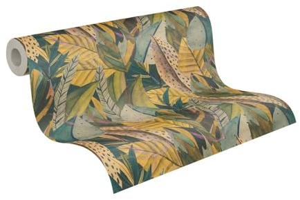 Livingwalls Anna D'Andrea Vliestapete Floral 10,05 m x 0,53 m - Gelb, Grün, Blau, Lila - Tapete Dschungel - 782201