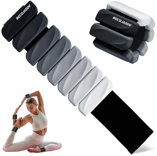 BECOJADDE Gewichtsmanschetten fuß 0.45 KG Je Gewichte für Beine und Arme Set 2 Ankle Weights Handgelenk Gewichte Knöchelgewichte Fussgewichte für Joggen Cardio Aerobic Krafttraining Schwarzverlauf