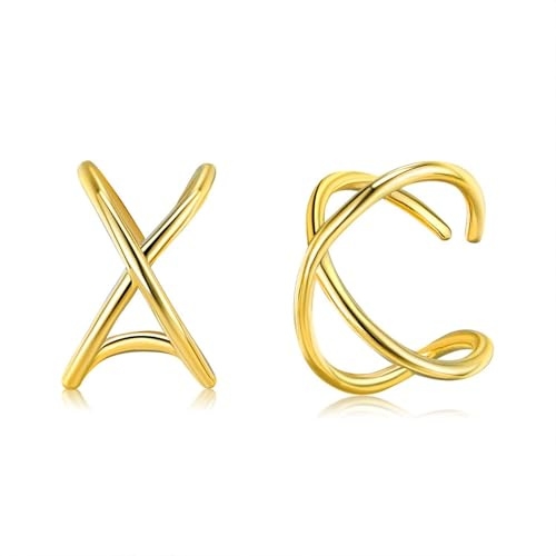 Tolldek Damenohrringe Gold 750 18K, X Ohrklemme, Ohrringe Jugendstil Gelbgold Au750 Echt Schmuck