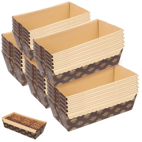 LIGIGWASH 25 piezas Moldes Kraft Rectangulares para Hornear Resistentes Altas Temperaturas Apilables y Desechables para Pan Pasteles y Aperitivos Eventos y Repostería