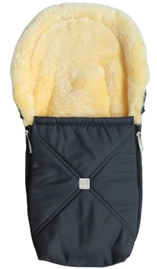 KAISER Emmy Lammfell-Fußsack für Babyschalen, 80 x 37 cm, Abnehmbares Oberteil mit 2-Wege-Reißverschluss (anthracite)