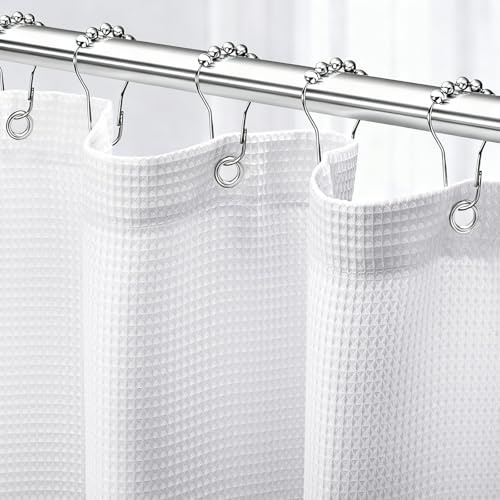 Hoisy Waffel Duschvorhang Wasserdicht Duschvorhang Schmal 90x180 Wasserdicht Waschbar mit Metall Duschvorhangringe Textil