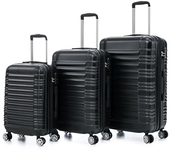 Boleedy Set di 3 Valigie da Viaggio(55/66/77cm) e Valigia Grande Rigide Leggero in ABS Trolley con Ruote a 360°,Bagaglio a Mano per Viaggio e Business