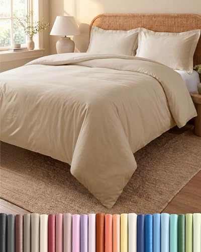 Bettwäsche-Set 3-teilig 240x220 - Mikrofaser Kissen 80x80 - Creme