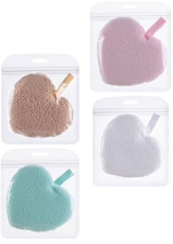 Hohopeti 4 Stück Wiederverwendbare Make Up Entferner Pads Herzförmig Sanfter Reinigungsschwamm für Gesicht Hautfreundlich Vielseitig für Reisen und Zuhause