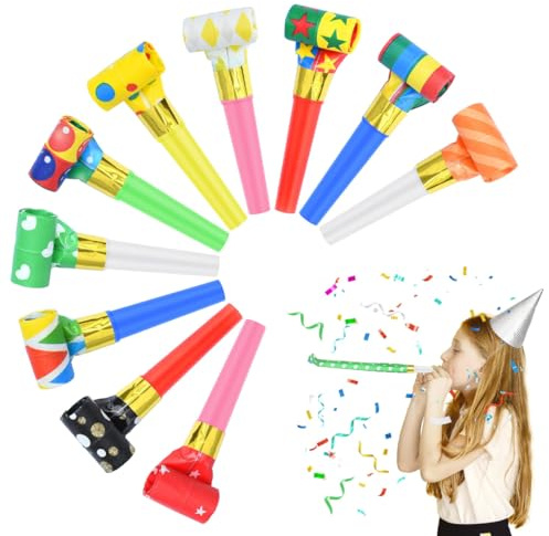 CATZUM 10 pièces Sifflet de Couleur, Souffleur de Partie, Trompette Multicolore, Sifflet Anniversaire, Nouvel An, Sarbacane Fête, Célébration (Multicolore)