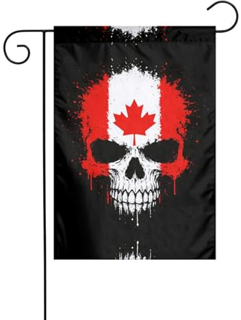 Drapeau du Canada, crâne, drapeau imprimé 30,5 x 45,7 cm, drapeau de jardin vertical double face, drapeau décoratif d'intérieur et d'extérieur