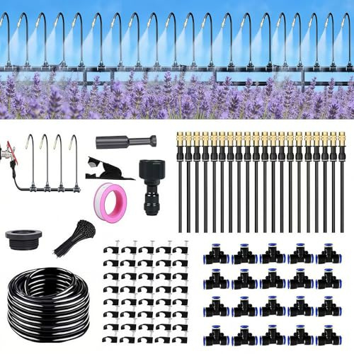 20M Bewässerungssystem Garten, 360 ° Automatische Bewässerung Schlauch mit 15 verstellbaren Sprühdüsen, Für Gartenpflanzen, Blumenbeete, Gärten, Topfpflanzen Und Rasenflächen