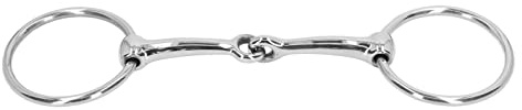 Dam Skerisi Bocado de Boca de Caballo de Acero Inoxidable, bocado de rienda de Anillo Suelto, bocado articulado de 125 mm Anti mordedura para el Entrenamiento de Caballos, con Anillos Redondos