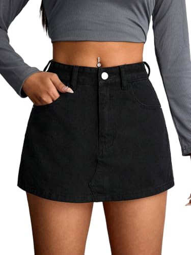 seiveini Jupe Jean Femme Court Jupes Short Été avec Fente Taille Haute Mini Skort Caryon Chic Denim Skirts
