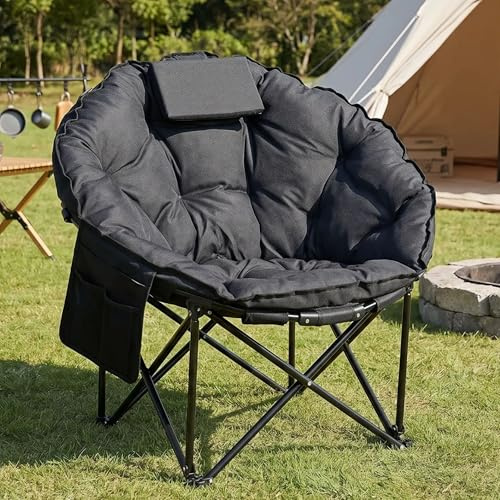 LIFERUN Campingstol vikbar 150 kg, Moonchair XXL, campingsoffa för 1 person, campingsoffa fällstol XXL, för utomhus, inomhus, trädgård, balkong