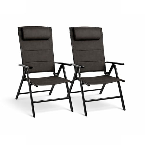 FLINQ Luma Verstellbare Aluminium Gartenstühle 2-Pack | Wetterfest Gartenmöbel - 2er Set Relax Stühle - Idealer Campingstuhl - Auch für Garten oder Balkon