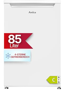 Amica Gefrierschrank 85L 84,5 x 55 x 56 cm 4-Sterne-Gefrierfach AGS 3211 W | Inverter-Kompressor, 4-Sterne-Gefrierfach, 4kg/24h Gefrierleistung, 2 Gefrierschubladen, Leiser Betrieb, Flexible Aufstellung