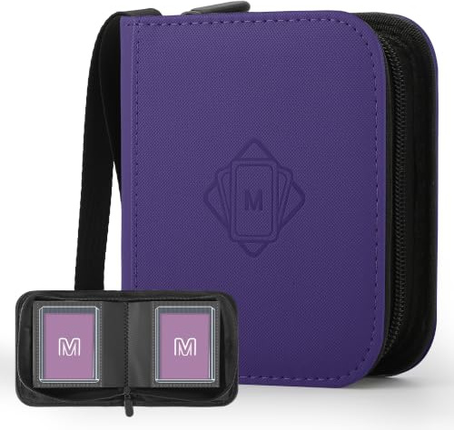 1 Pocket Toploader Binder Holds 40 Cards with 20 Sleeves Collectible Trading Card Album, for 3x4 Toploaders Hard Cases for TCG, MTG, Sports, Baseball, Football, Small Sports Card Book (1Purple)